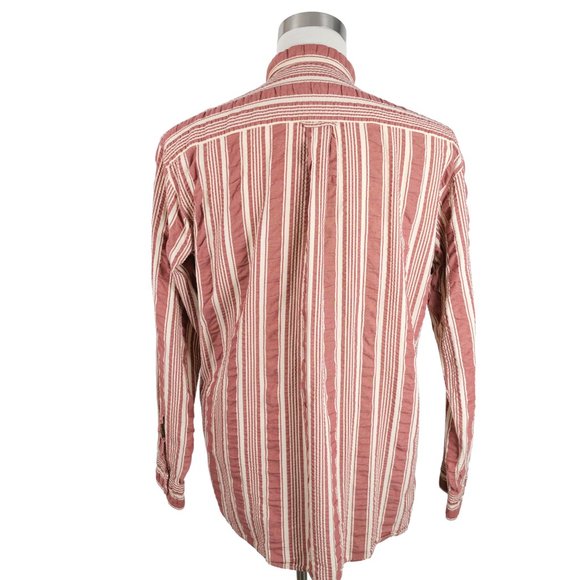 Hugo Boss Men's L Vintage Burgendy Striped Button Down Shirt - Picture 8 of 15